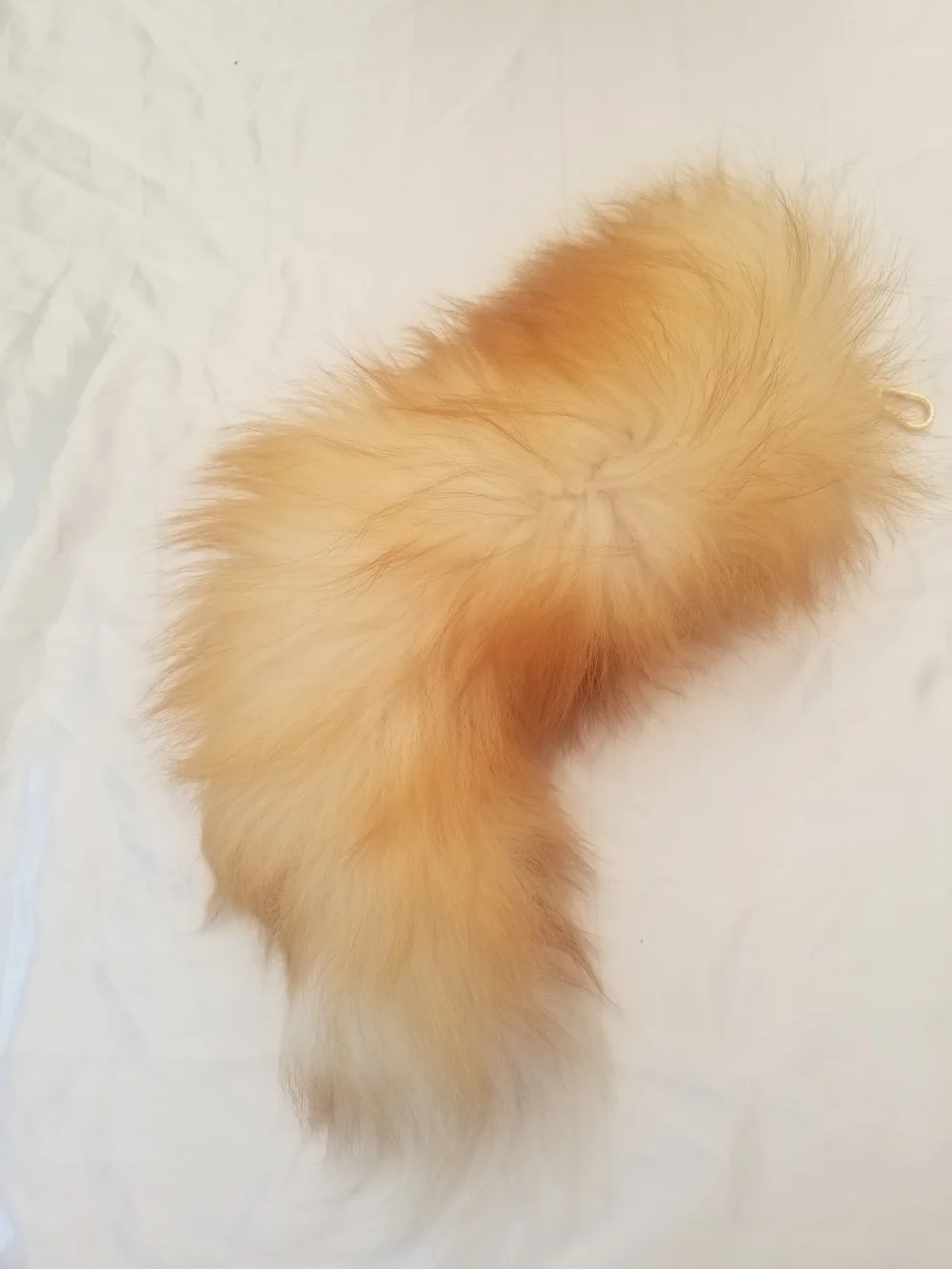 Fluffy Faux Fur Tail Charm in Cream Light Brown